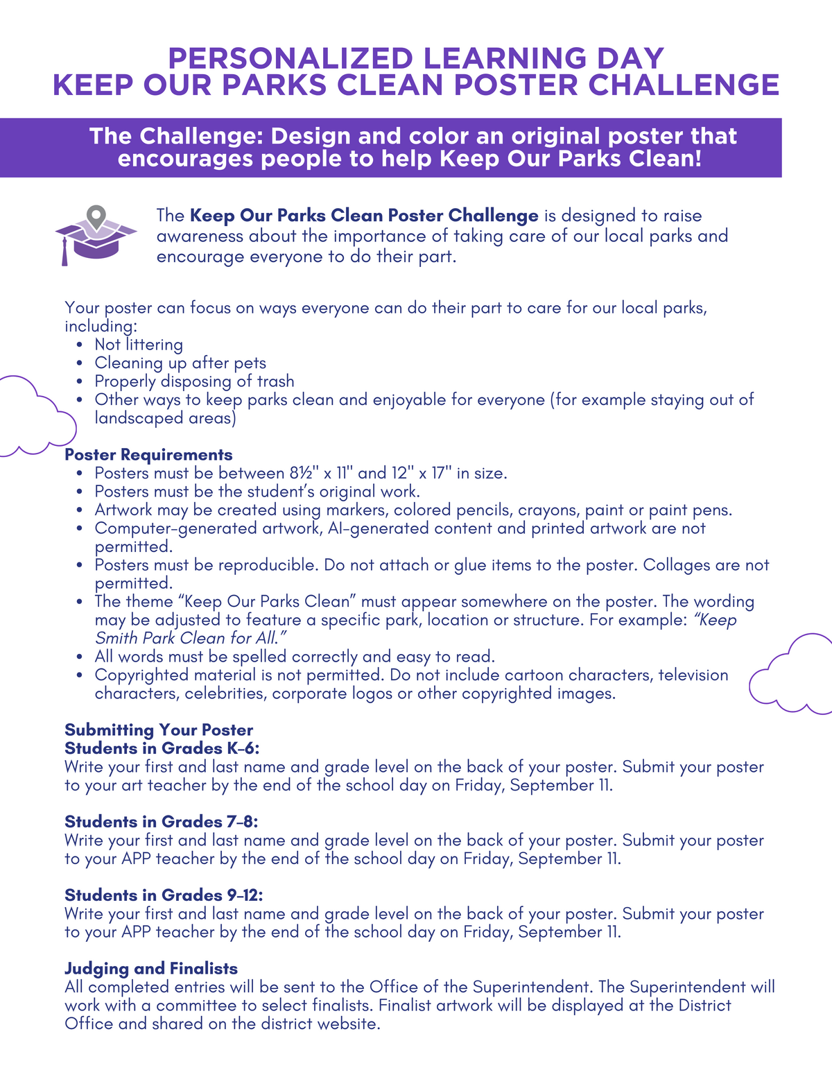keep our parks clean poster challenge information